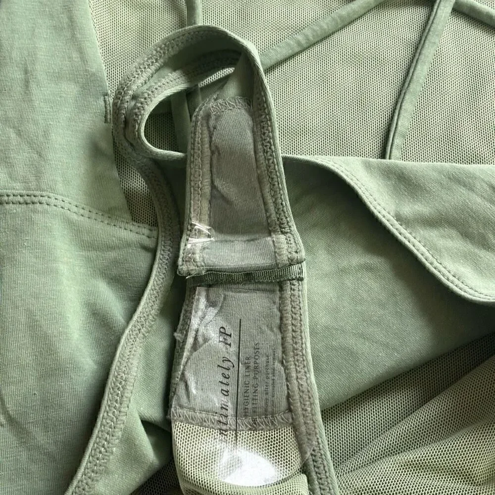 Free people bodysuit square neck green medium new
